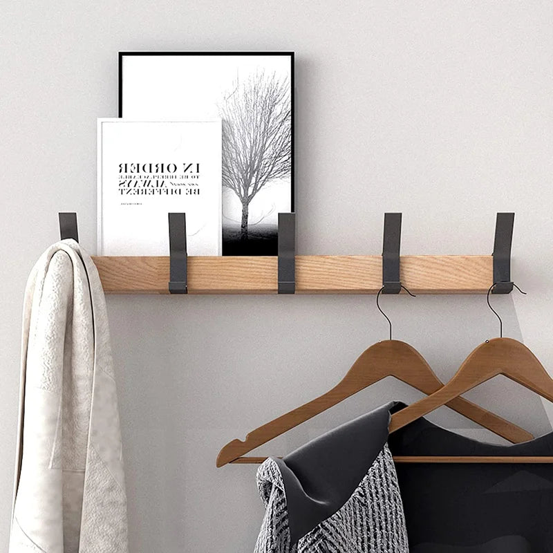 Movable Wall-Mounted Hooks – Elegant Combination of Wood and Metal