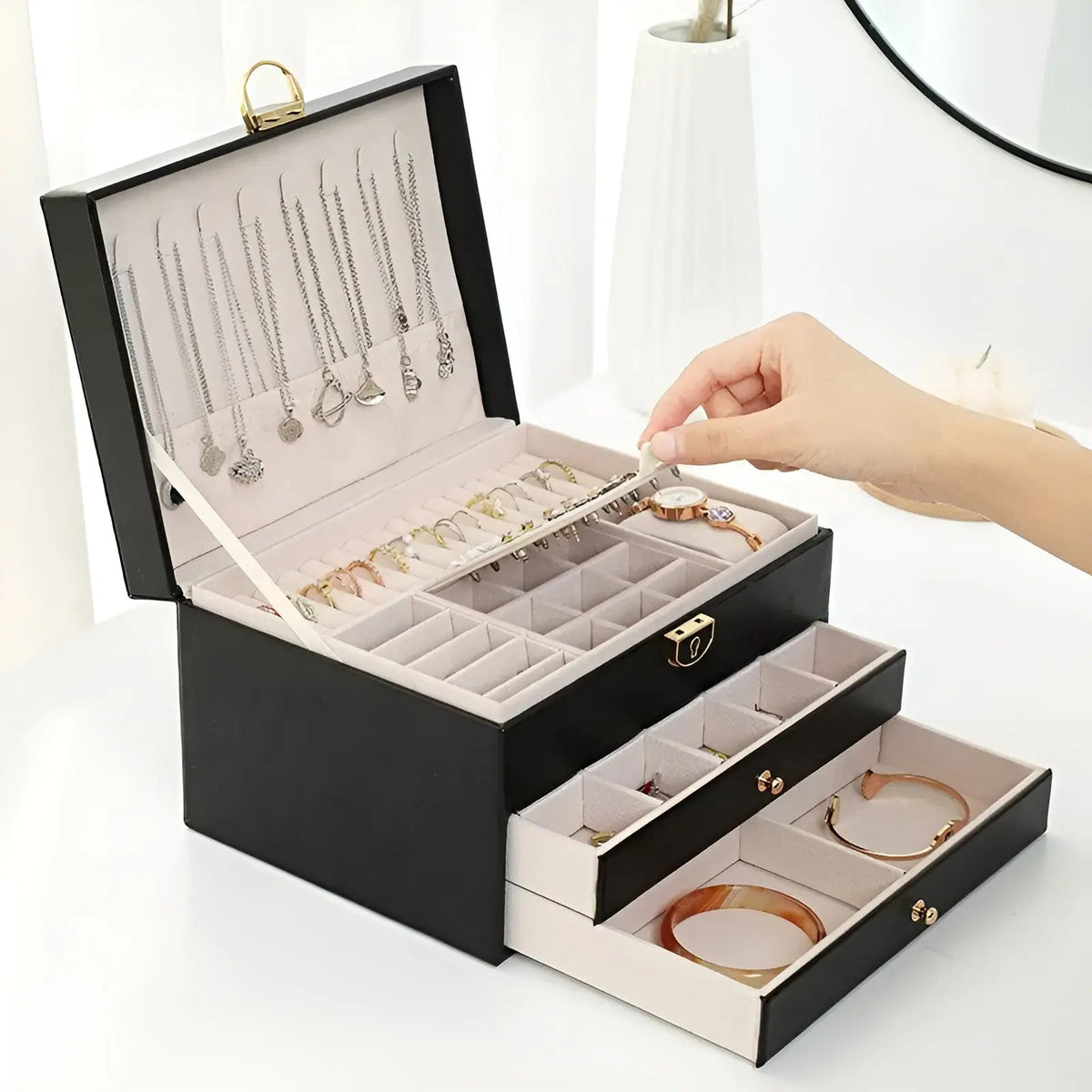 Multi-Layer PU Leather Jewellery Organiser