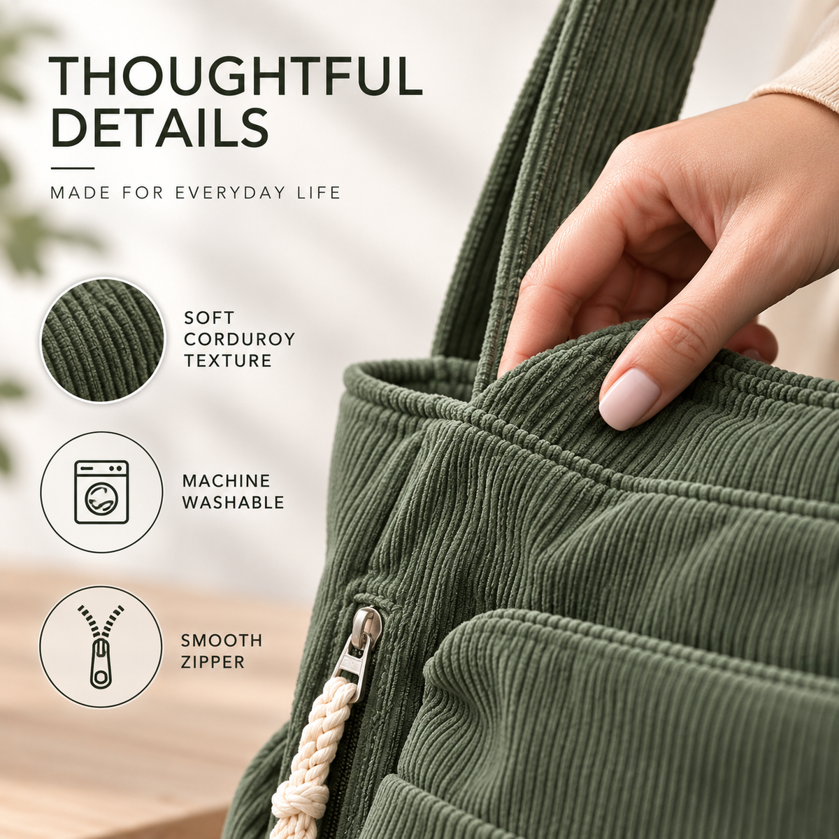 Multi-Pocket Shoulder Tote Bag