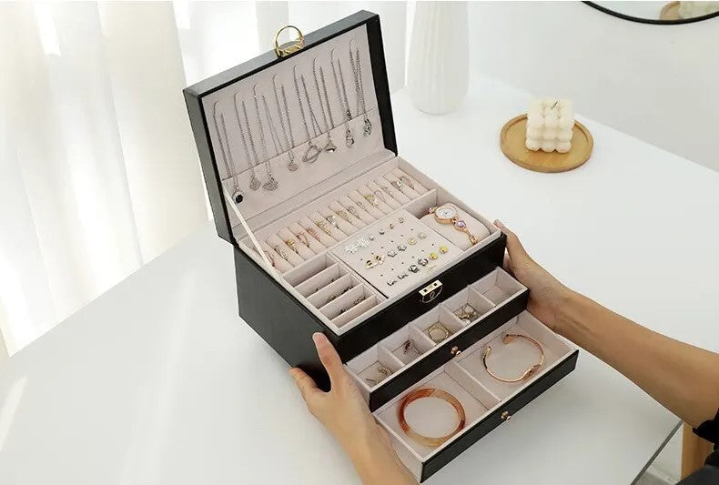 Multi-Tier Leather Jewelry Box | Organized and Stylish Storage