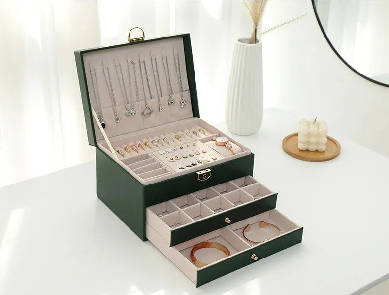 Multi-Tier Leather Jewelry Box | Organized and Stylish Storage