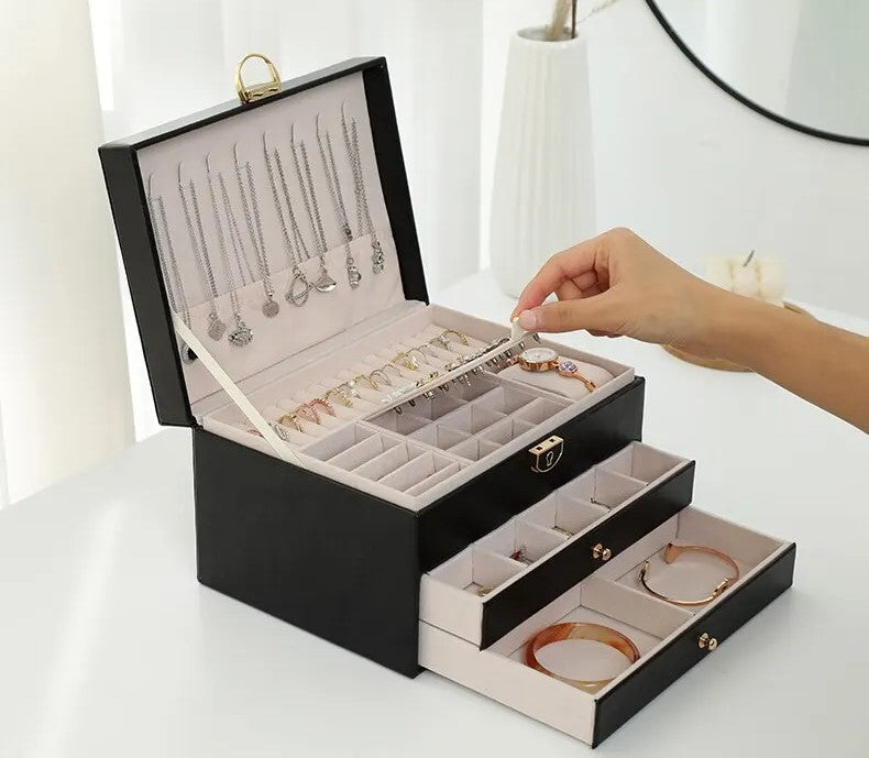 Multi-Tier Leather Jewelry Box | Organized and Stylish Storage