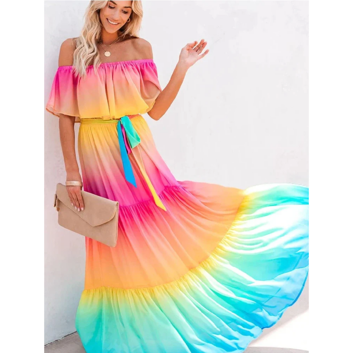 Multicolored Form-Fitting Summer Dress