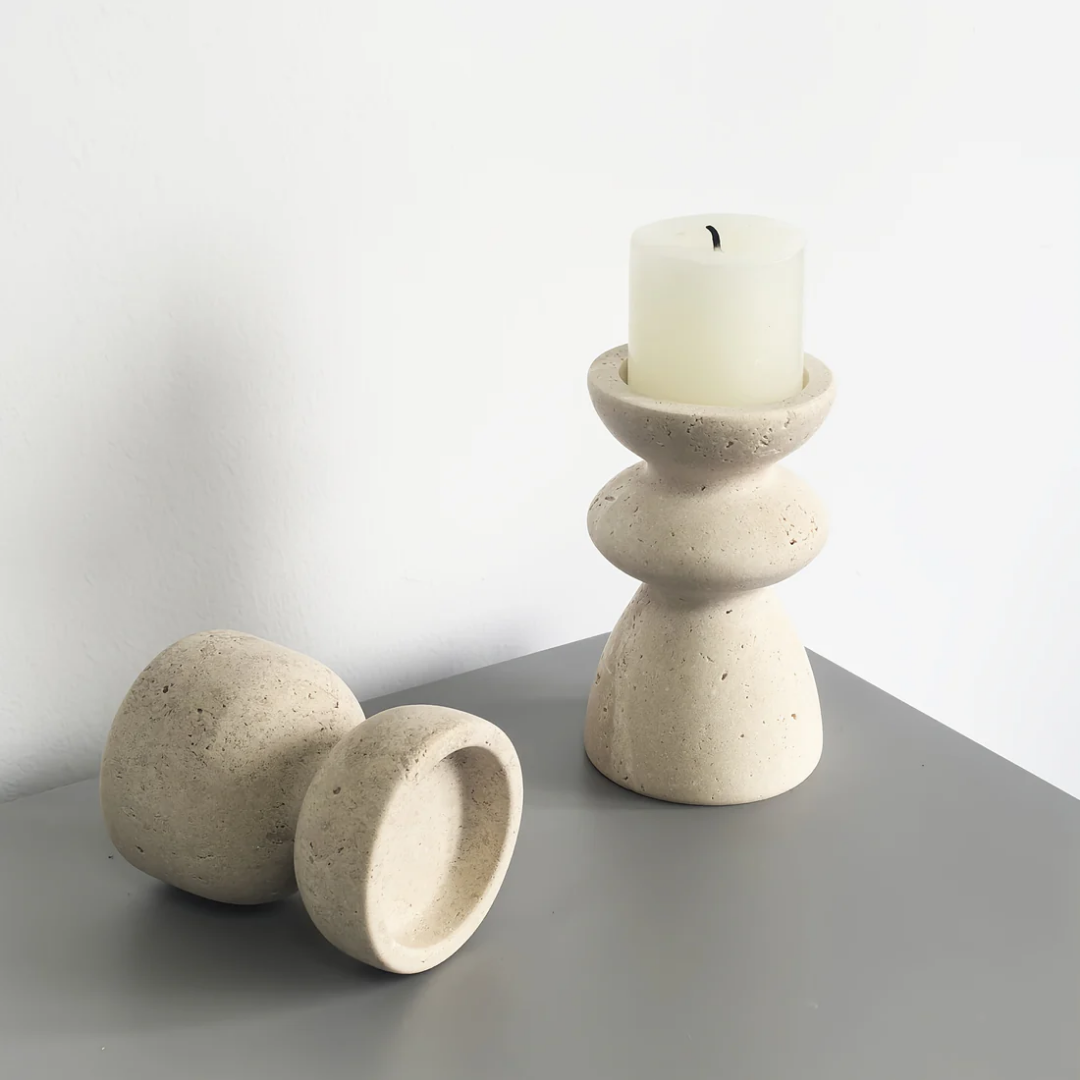 Natural Stone Candle Holder Set