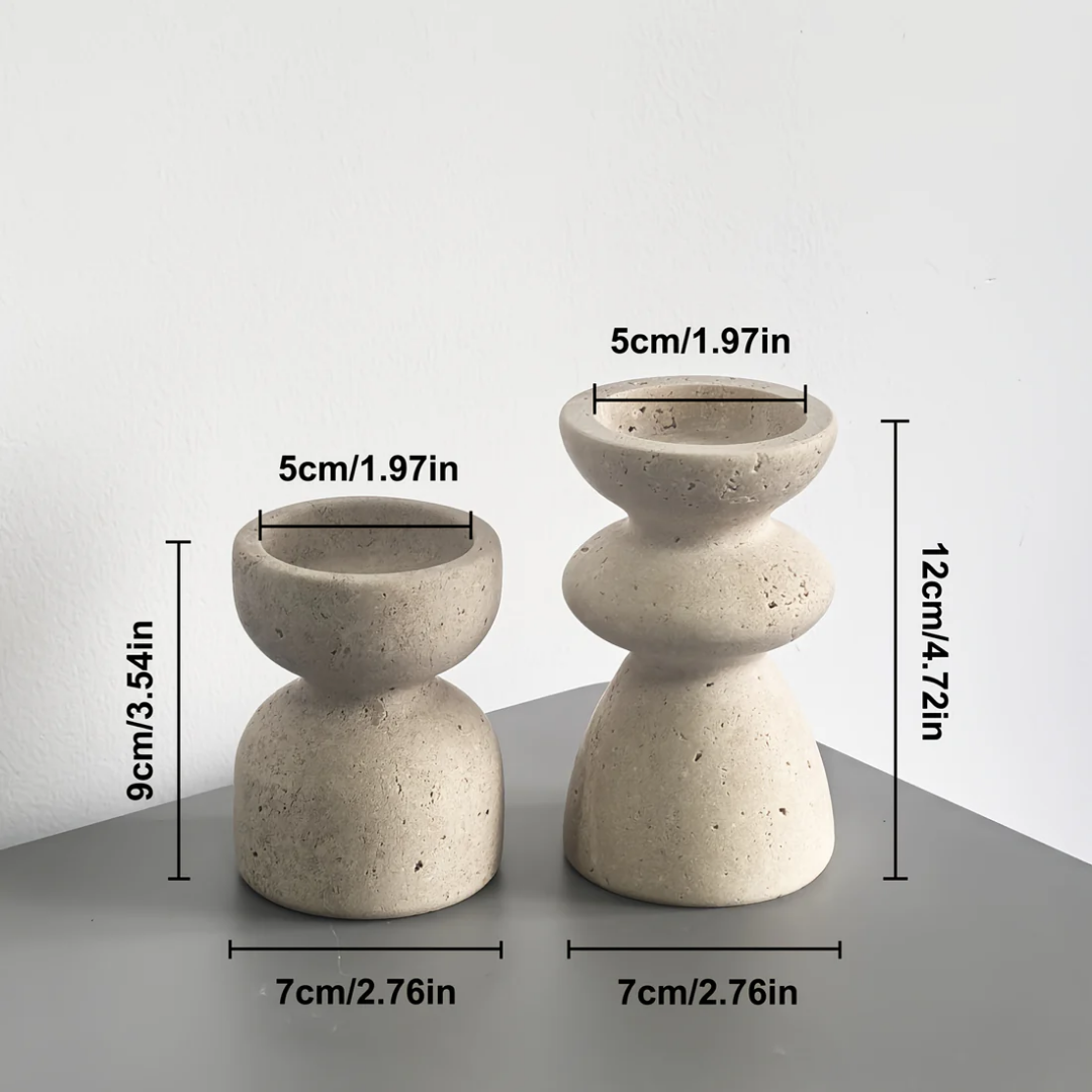 Natural Stone Candle Holder Set
