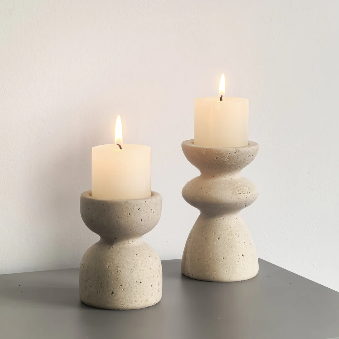 Natural Stone Candle Holder Set