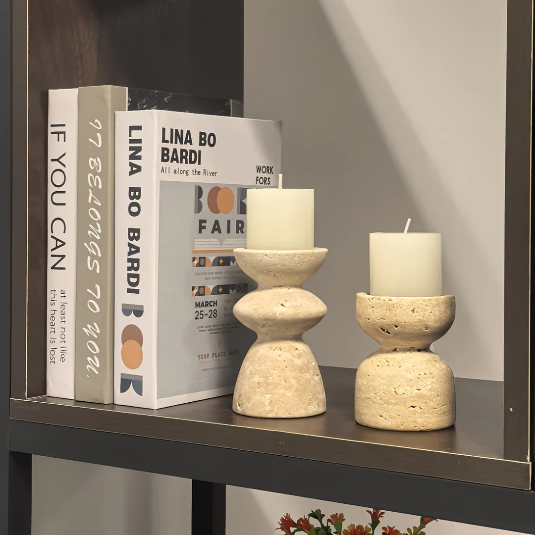 Natural Stone Candle Holder Set