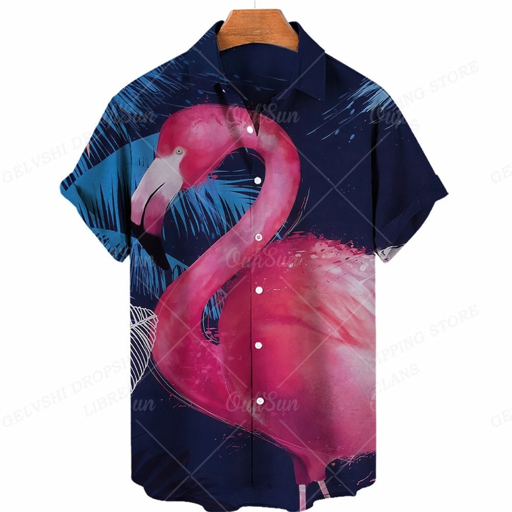 Nico - Men's 3D Flamingo Print Hawaiian Shirt