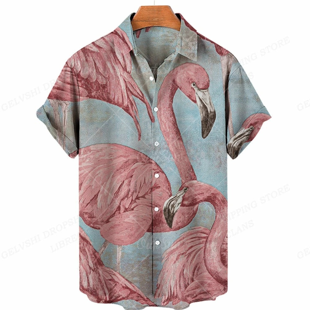 Nico - Men's 3D Flamingo Print Hawaiian Shirt