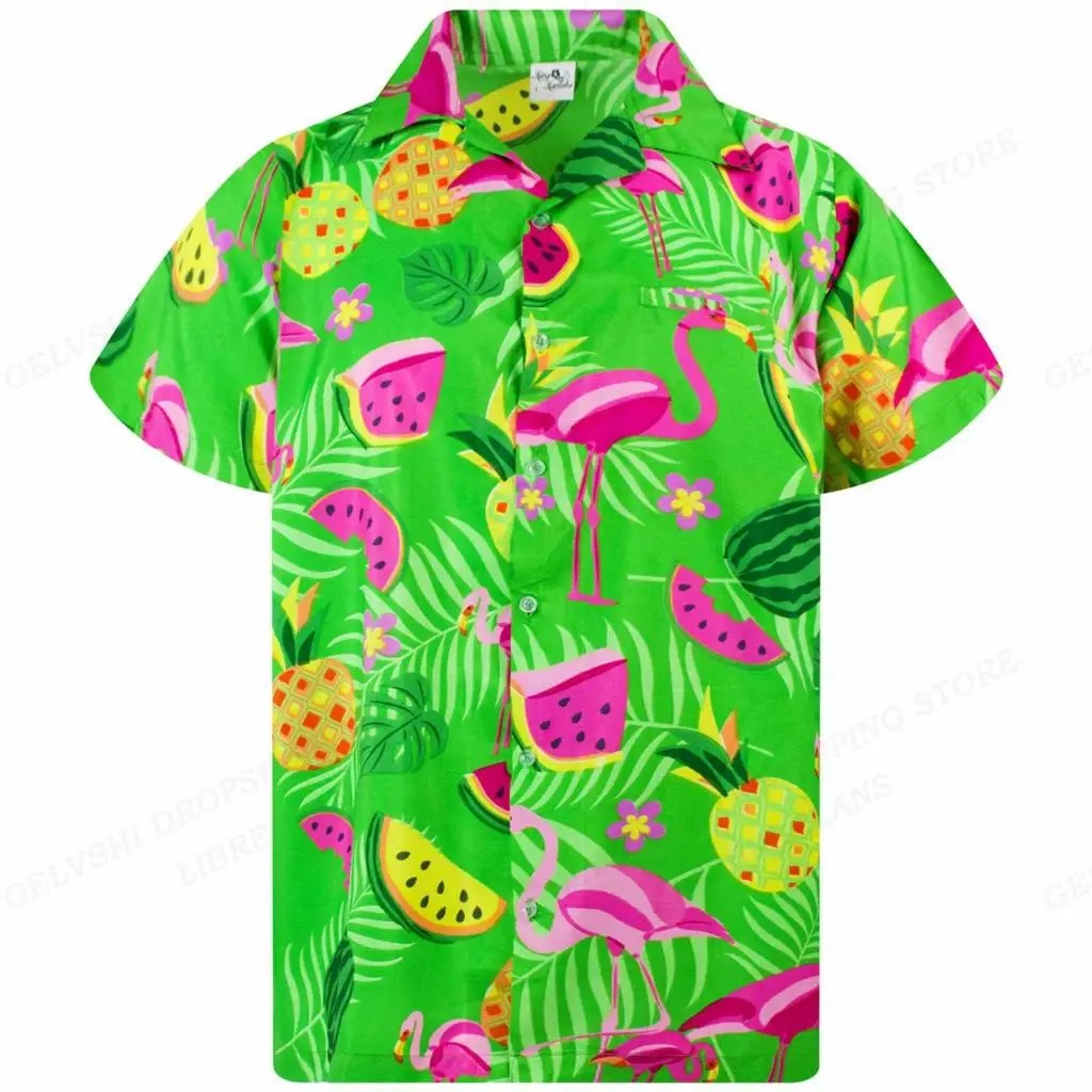 Nico - Men's 3D Flamingo Print Hawaiian Shirt