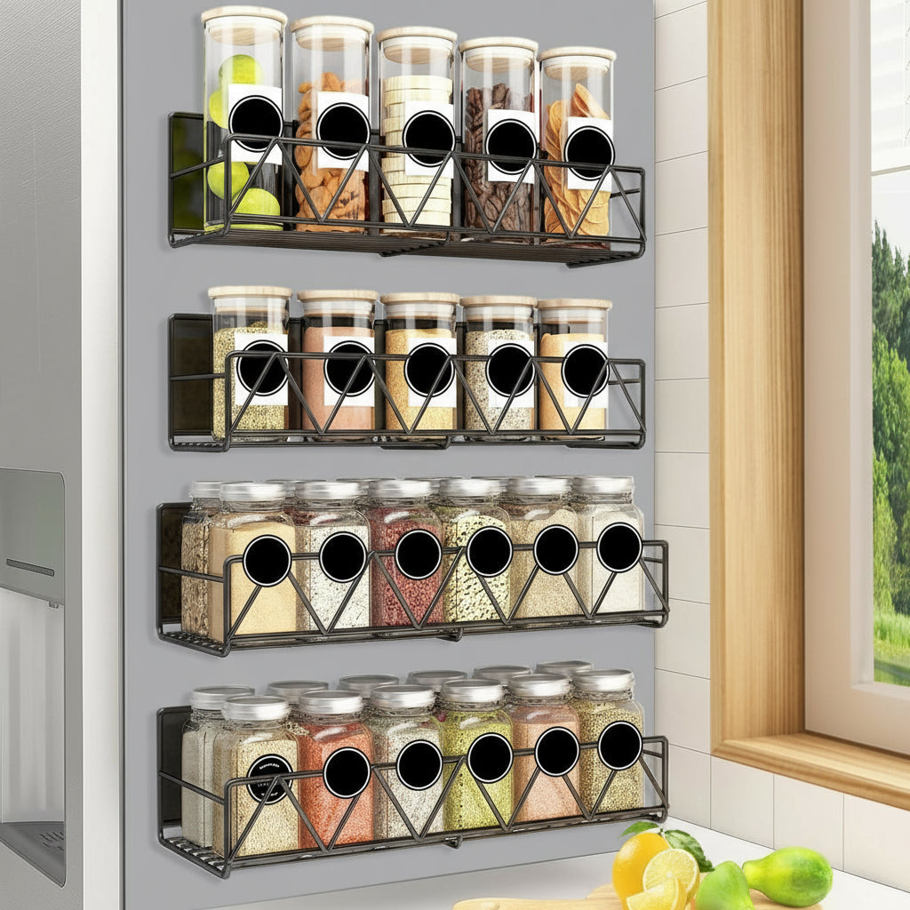 No-Drill Magnetic Spice Rack Set