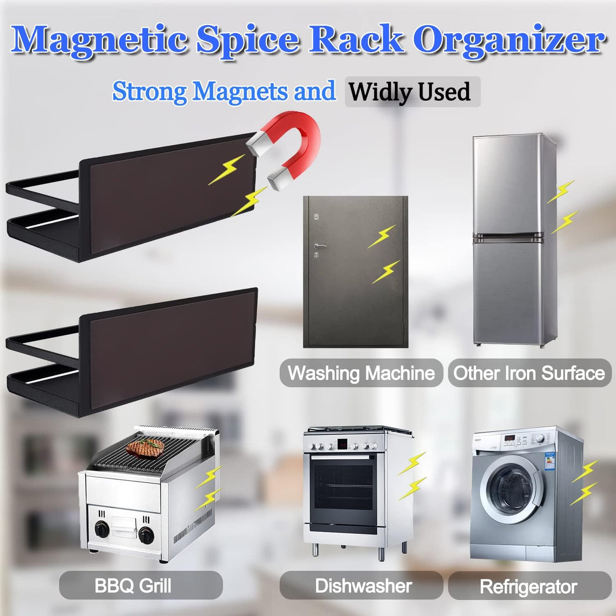 No-Drill Magnetic Spice Rack Set
