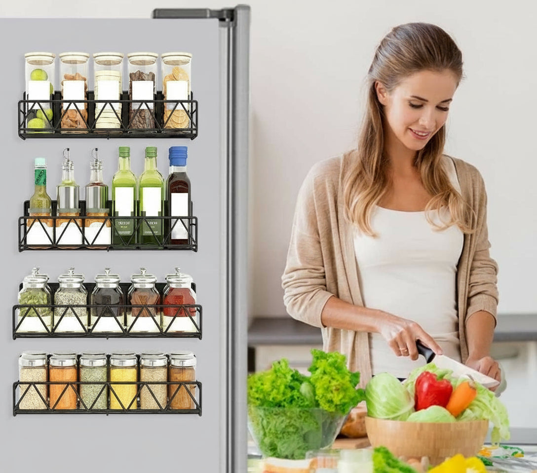 No-Drill Magnetic Spice Rack Set