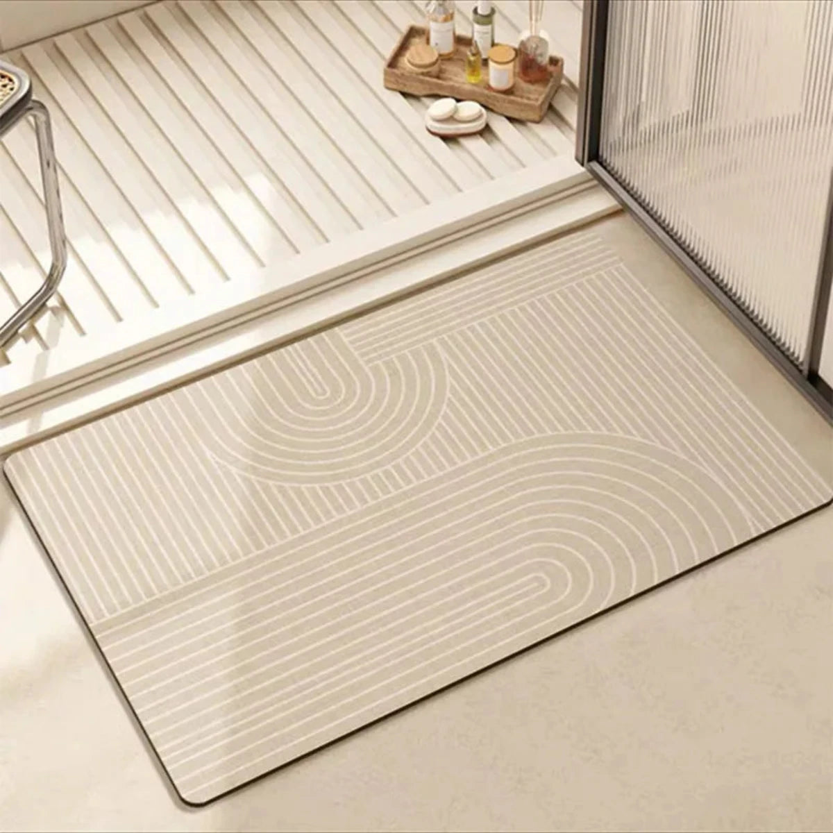 Non-Slip Super-Absorbent Bath Mat with Rubber Backing and Eco-Friendly Multicolored Design