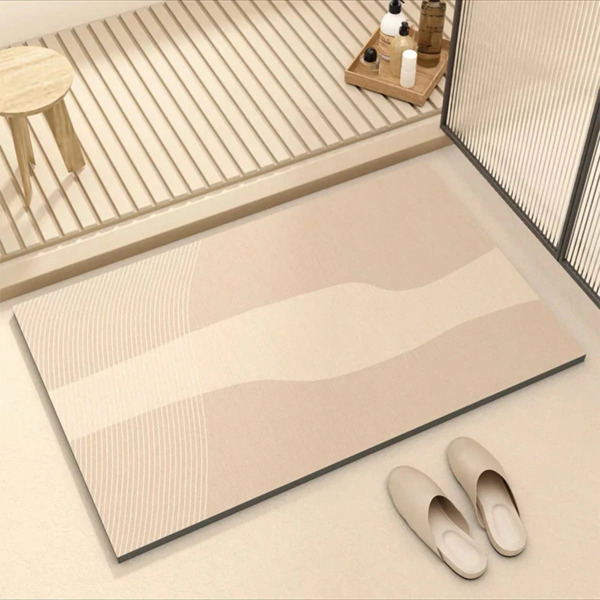 Non-Slip Super-Absorbent Bath Mat with Rubber Backing and Eco-Friendly Multicolored Design