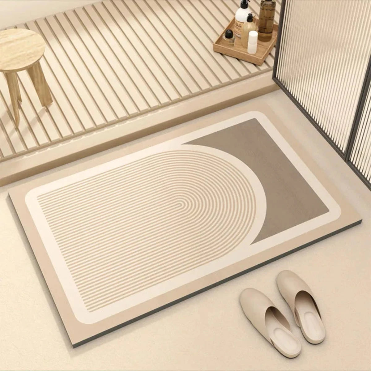 Non-Slip Super-Absorbent Bath Mat with Rubber Backing and Eco-Friendly Multicolored Design