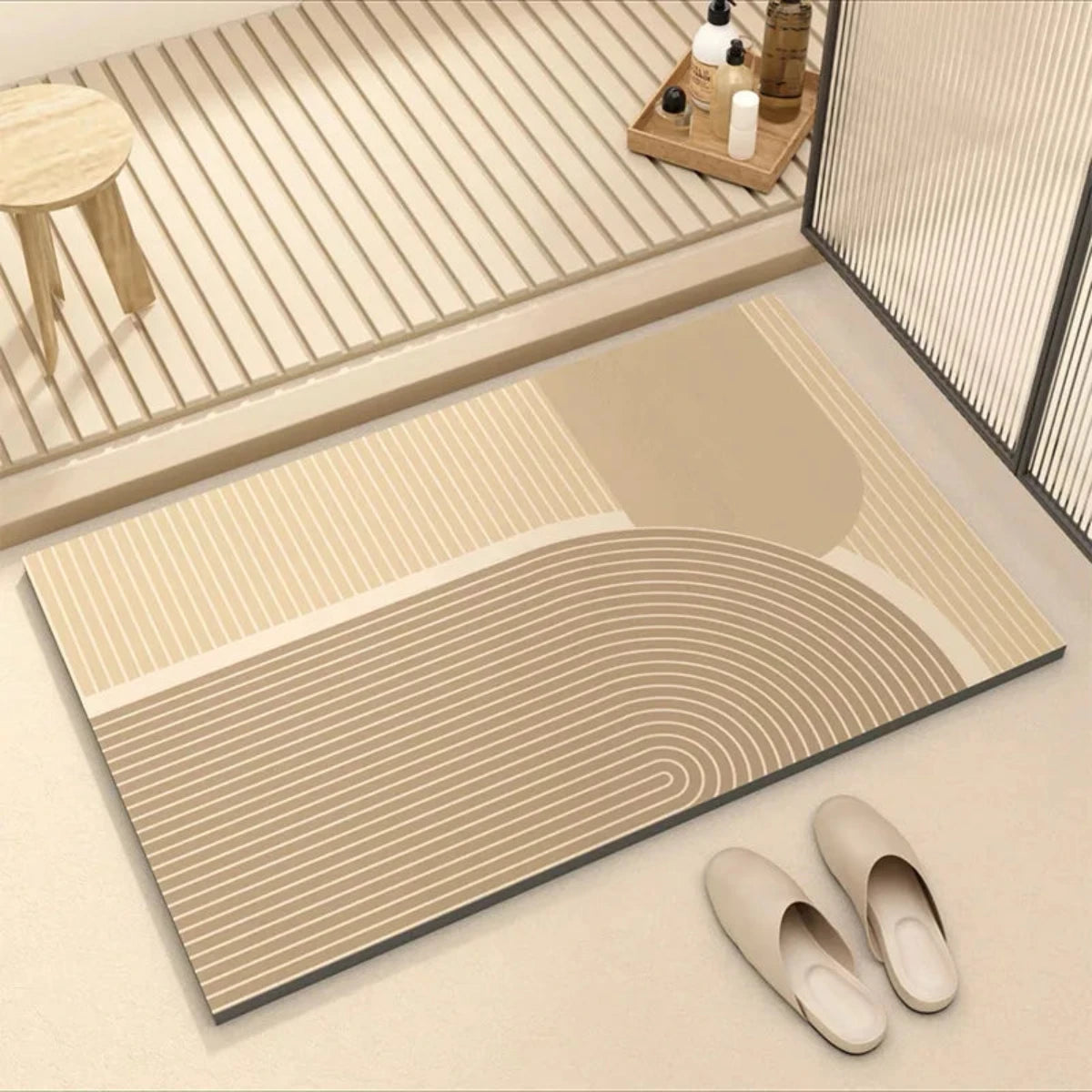 Non-Slip Super-Absorbent Bath Mat with Rubber Backing and Eco-Friendly Multicolored Design