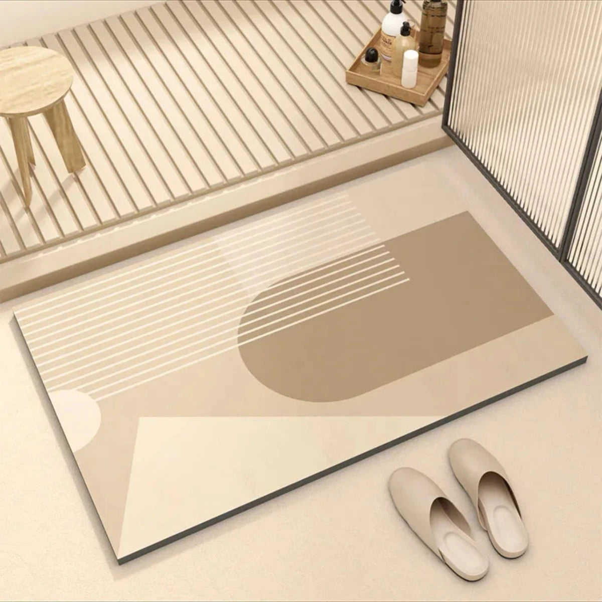 Non-Slip Super-Absorbent Bath Mat with Rubber Backing and Eco-Friendly Multicolored Design