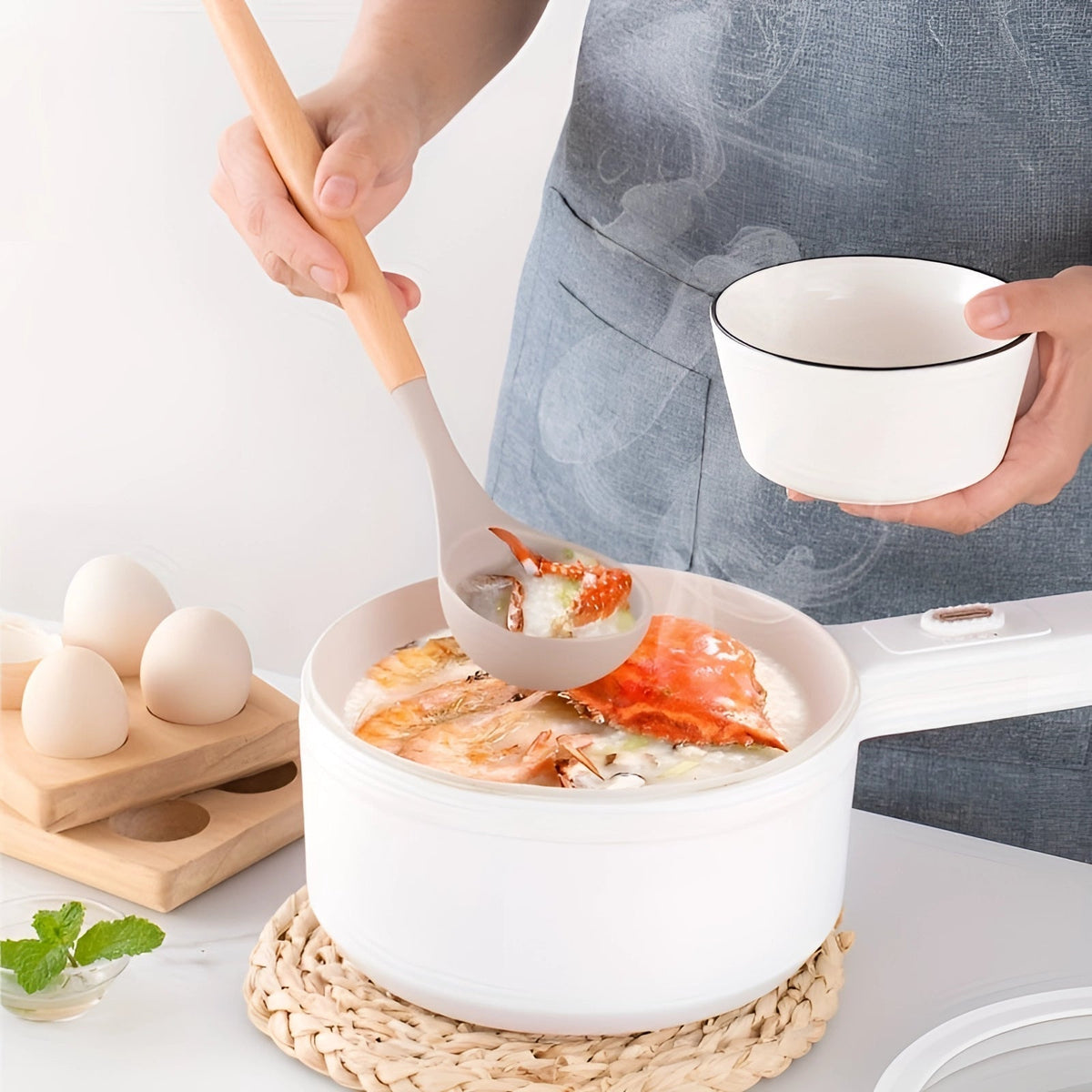 Non-Stick Silicone Kitchen Utensil Set with Bamboo Handles