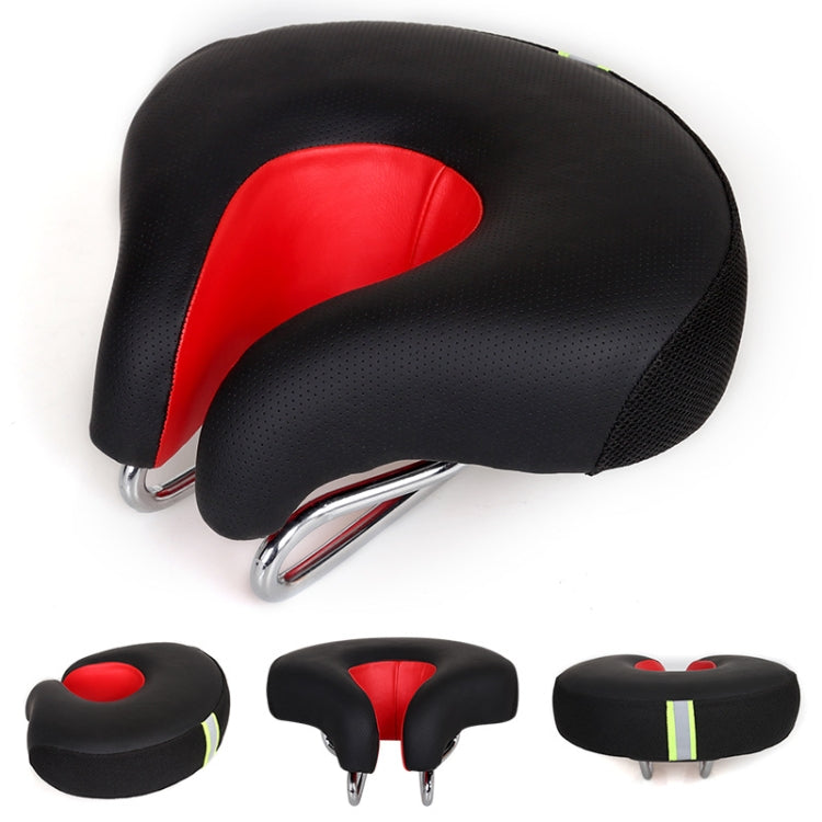 Noseless Mountain Bike Saddle with Thick Soft Padding (Red)