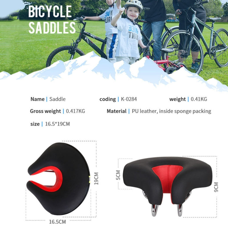 Noseless Mountain Bike Saddle with Thick Soft Padding (Red)
