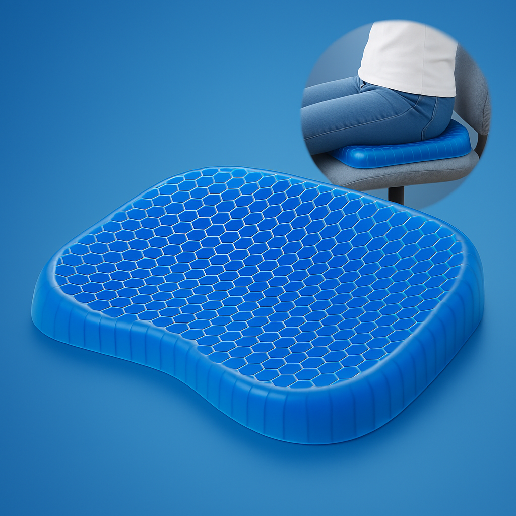 Orthopedic Gel Seat Cushion – Pressure Relief, Tailbone and Lumbar Support for Office Chair, Car, and Wheelchair