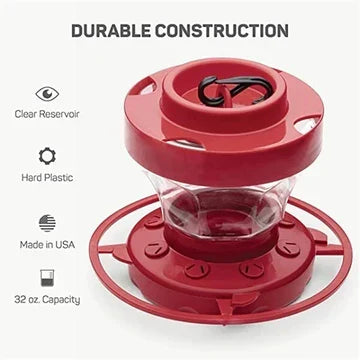 Outdoor Hanging Bee-Proof Hummingbird Feeder with Perch