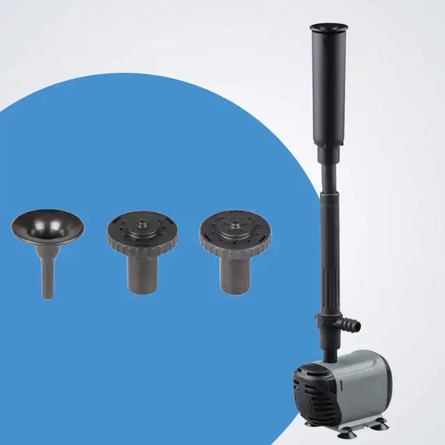 Outdoor Water Fountain Pump with Adjustable Flow, Nozzles, and Built-In Filter
