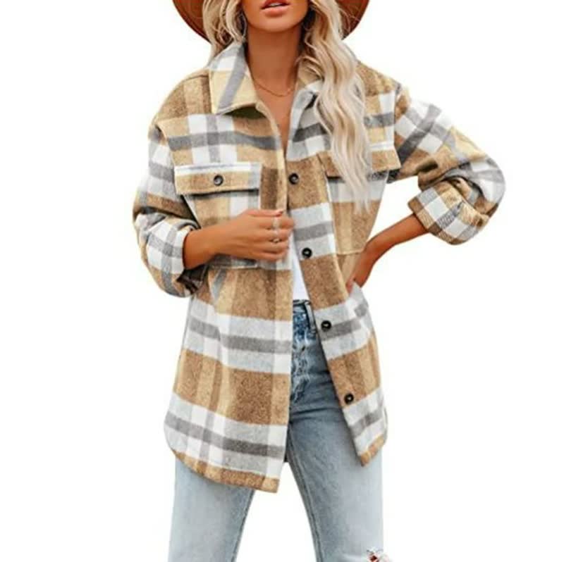 Oversized Plaid Shirt Jacket