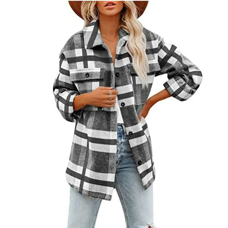 Oversized Plaid Shirt Jacket
