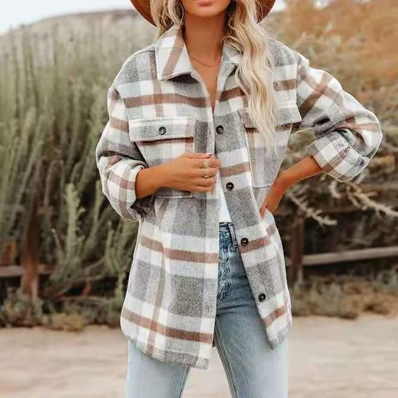 Oversized Plaid Shirt Jacket