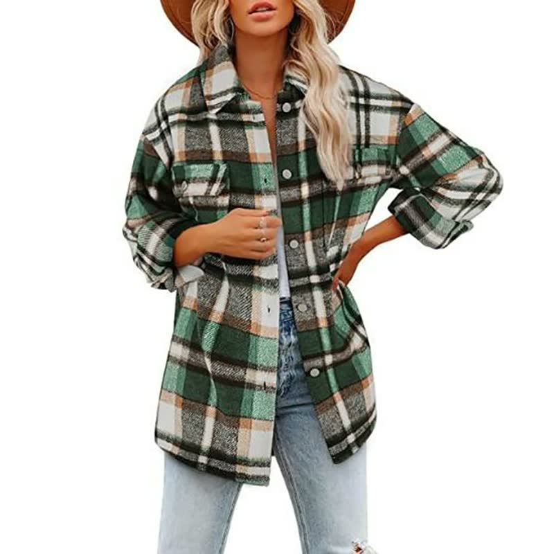 Oversized Plaid Shirt Jacket