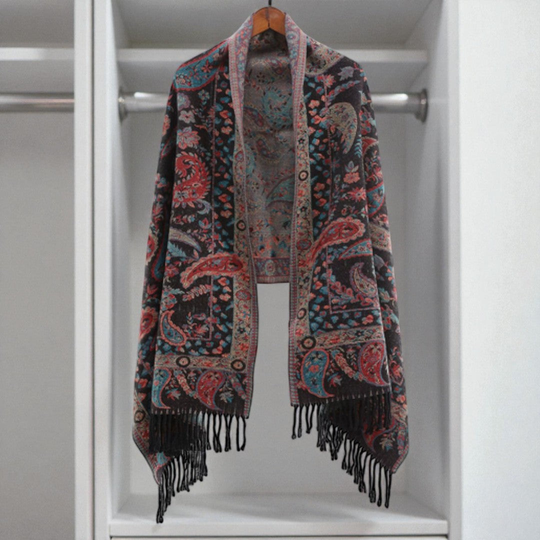 Paisley Winter Poncho Shawl