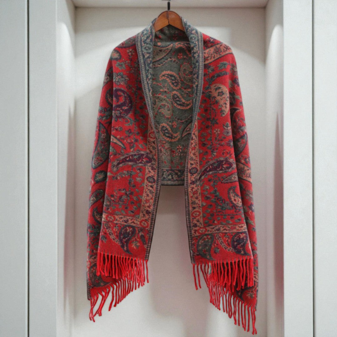 Paisley Winter Poncho Shawl