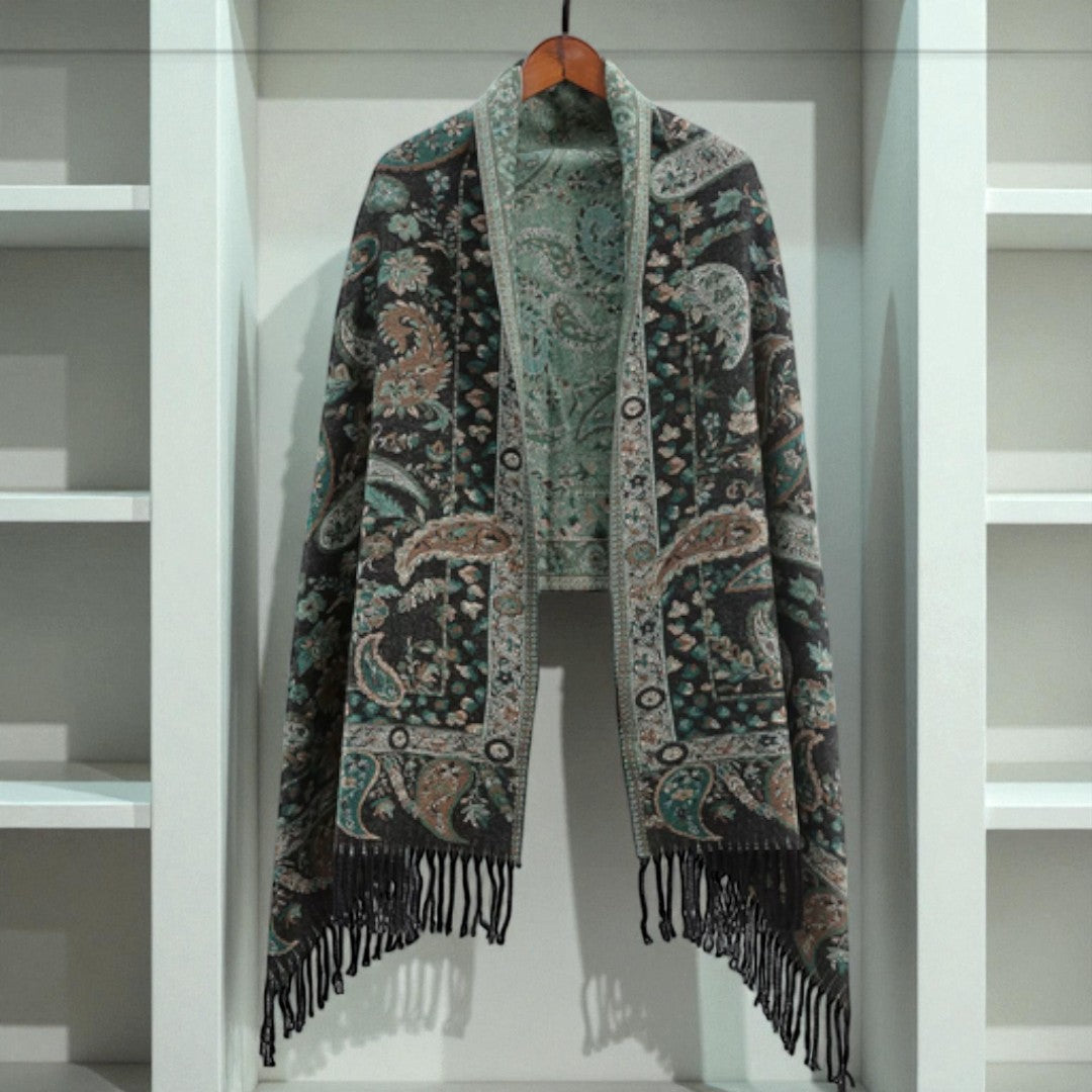 Paisley Winter Poncho Shawl