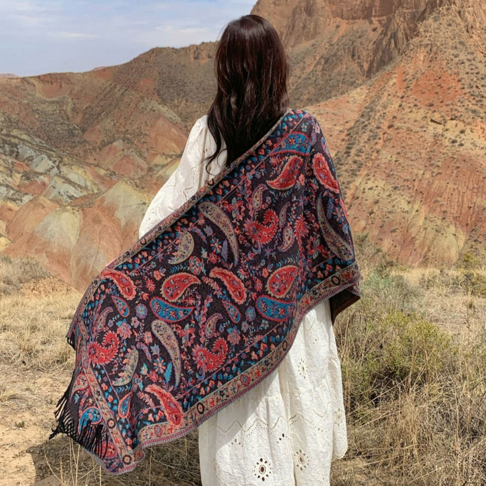 Paisley Winter Poncho Shawl