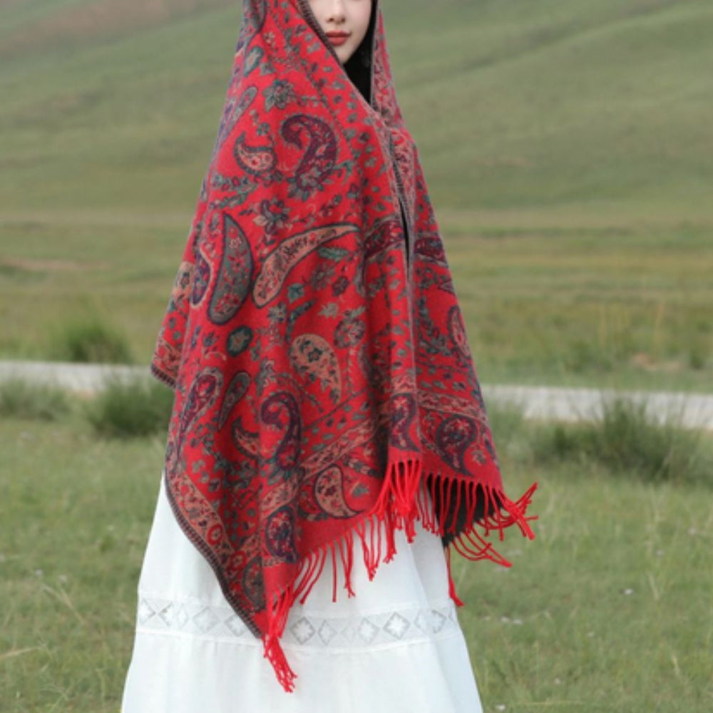 Paisley Winter Poncho Shawl