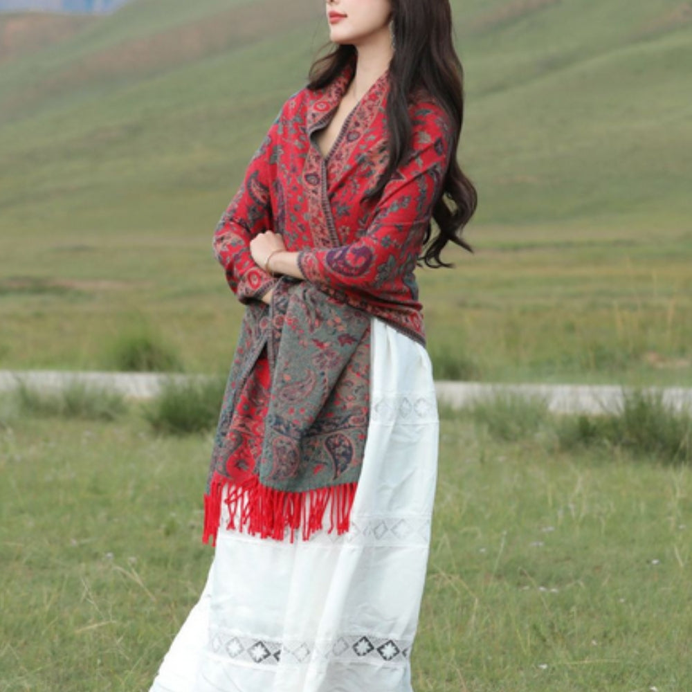 Paisley Winter Poncho Shawl