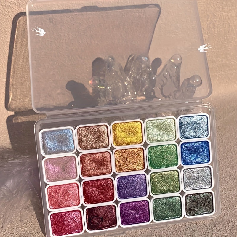 Pearlescent Watercolor Paint Set – 20 Solid Colors for Painting and Calligraphy