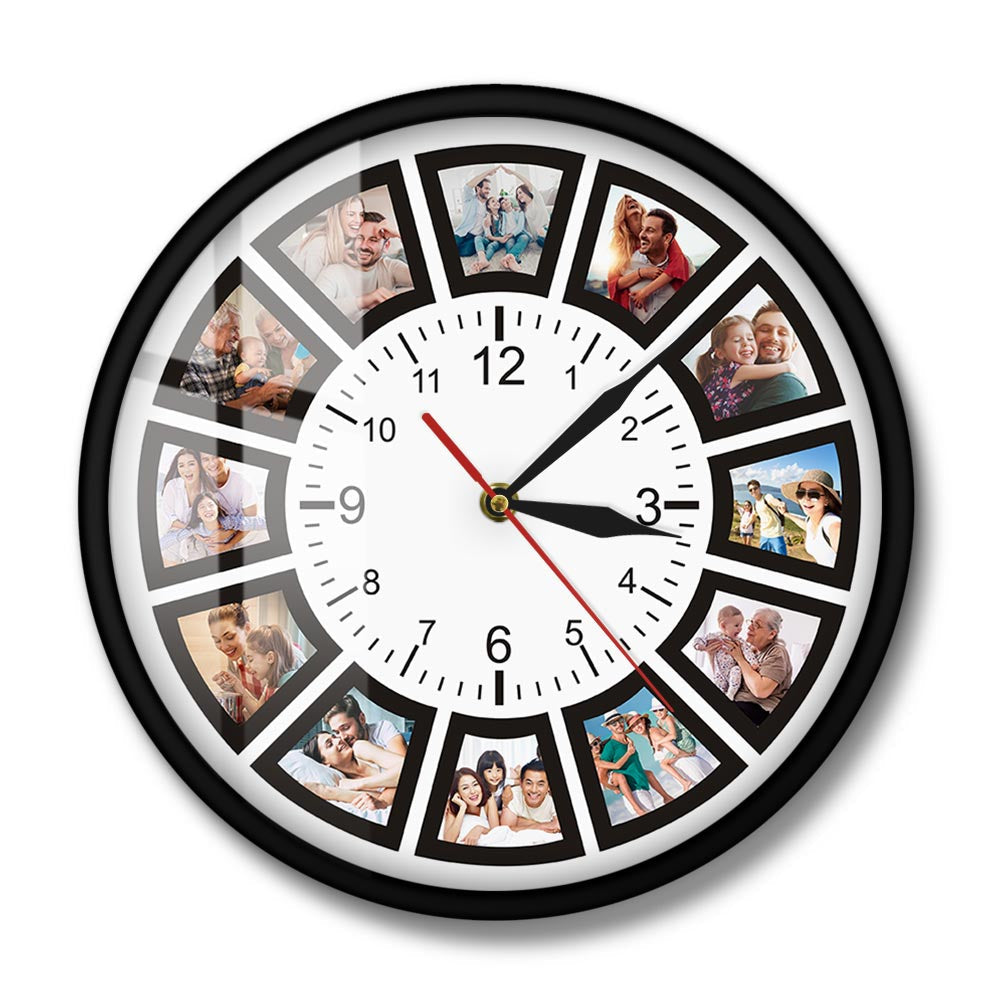 Photo Collage Wall Clock – Customizable and Stylish Design – Ideal for Preserving Your Fondest Memories