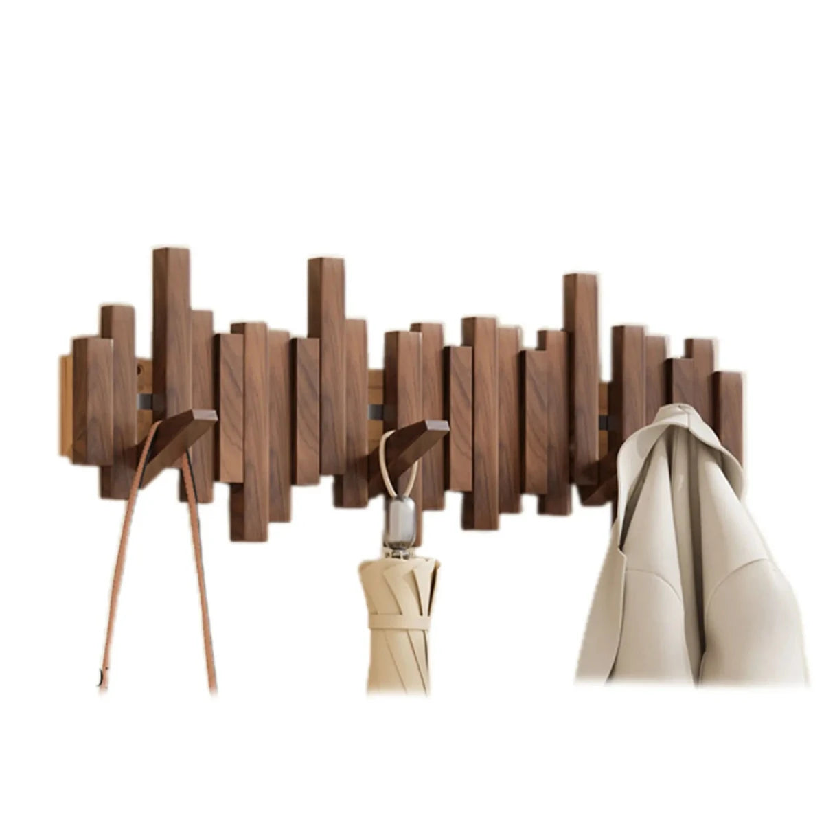 Piano-Style Coat Rack - Walnut/Beech - Elegant Design