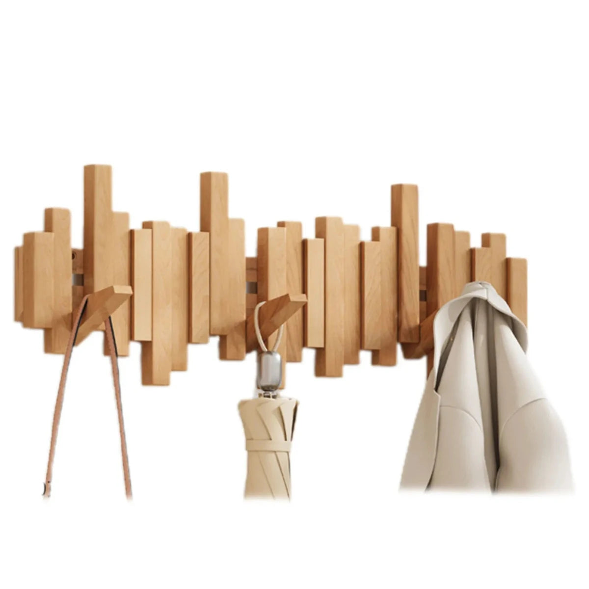 Piano-Style Coat Rack - Walnut/Beech - Elegant Design