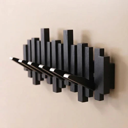 Piano-Style Coat Rack - Walnut/Beech - Elegant Design