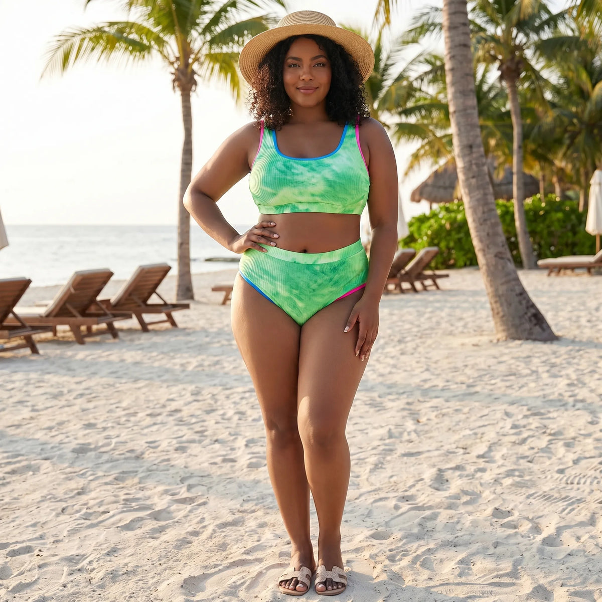Plus Size Tie-Dye Two-Piece Bikini