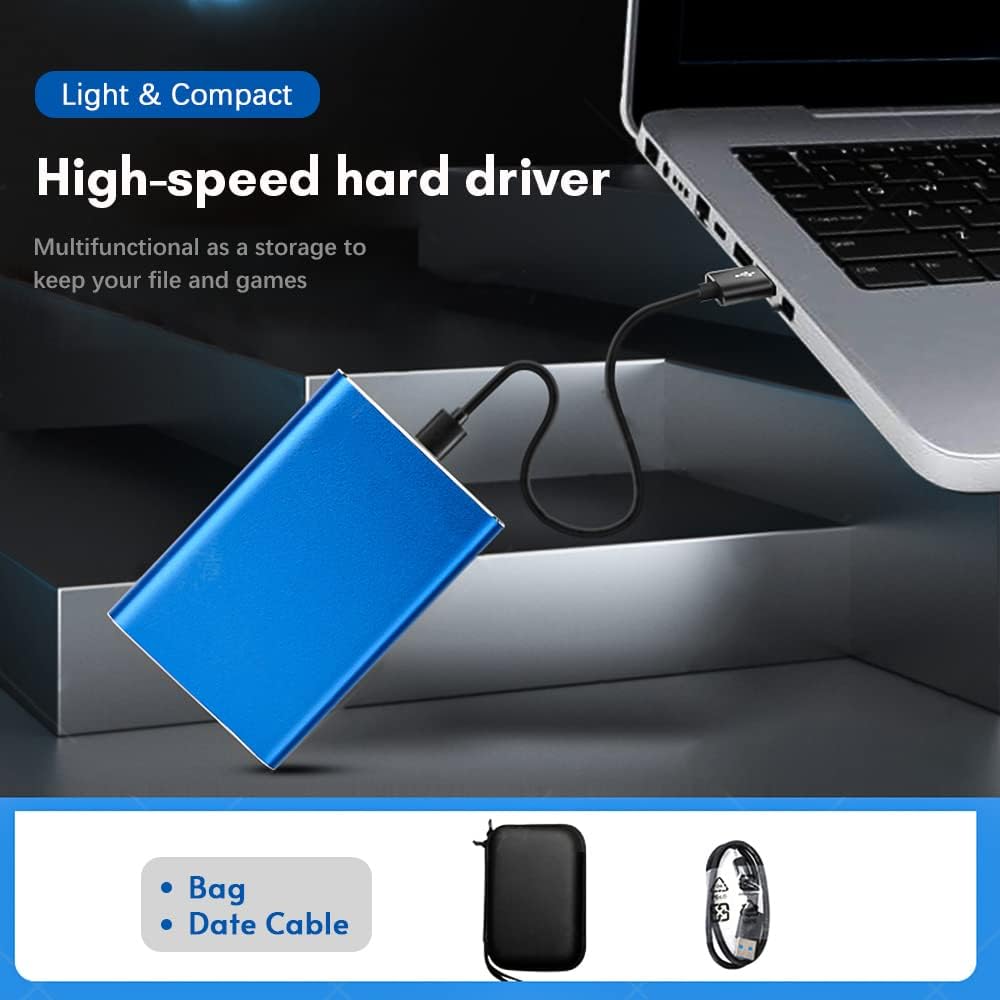 Portable 1TB USB 3.0 External Hard Drive with Metal Casing and High-Speed Transfer