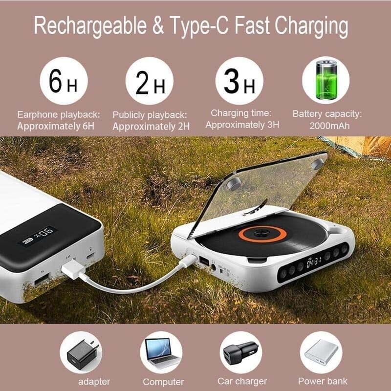 Portable Bluetooth-Compatible CD Player