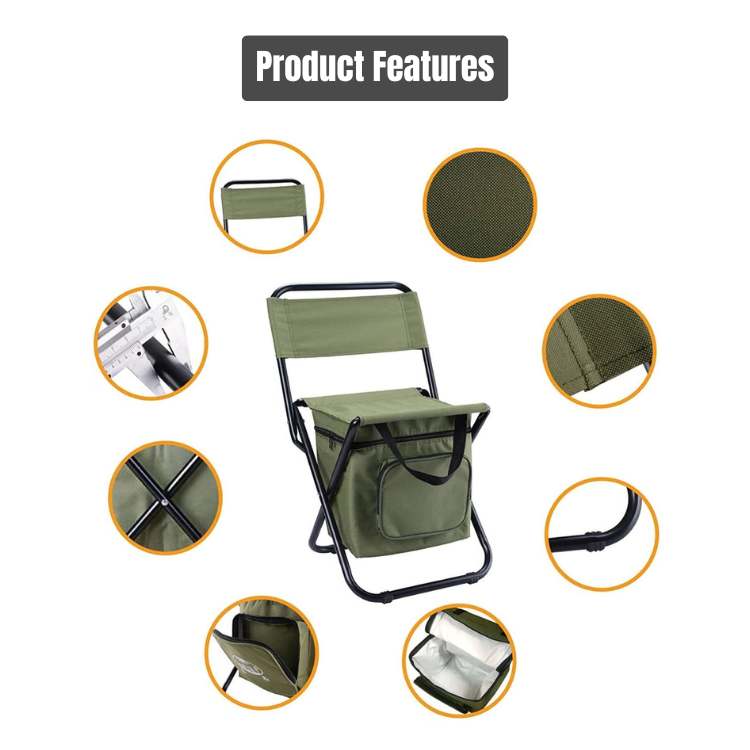 Portable Folding Camping Chair with Cooler Bag
