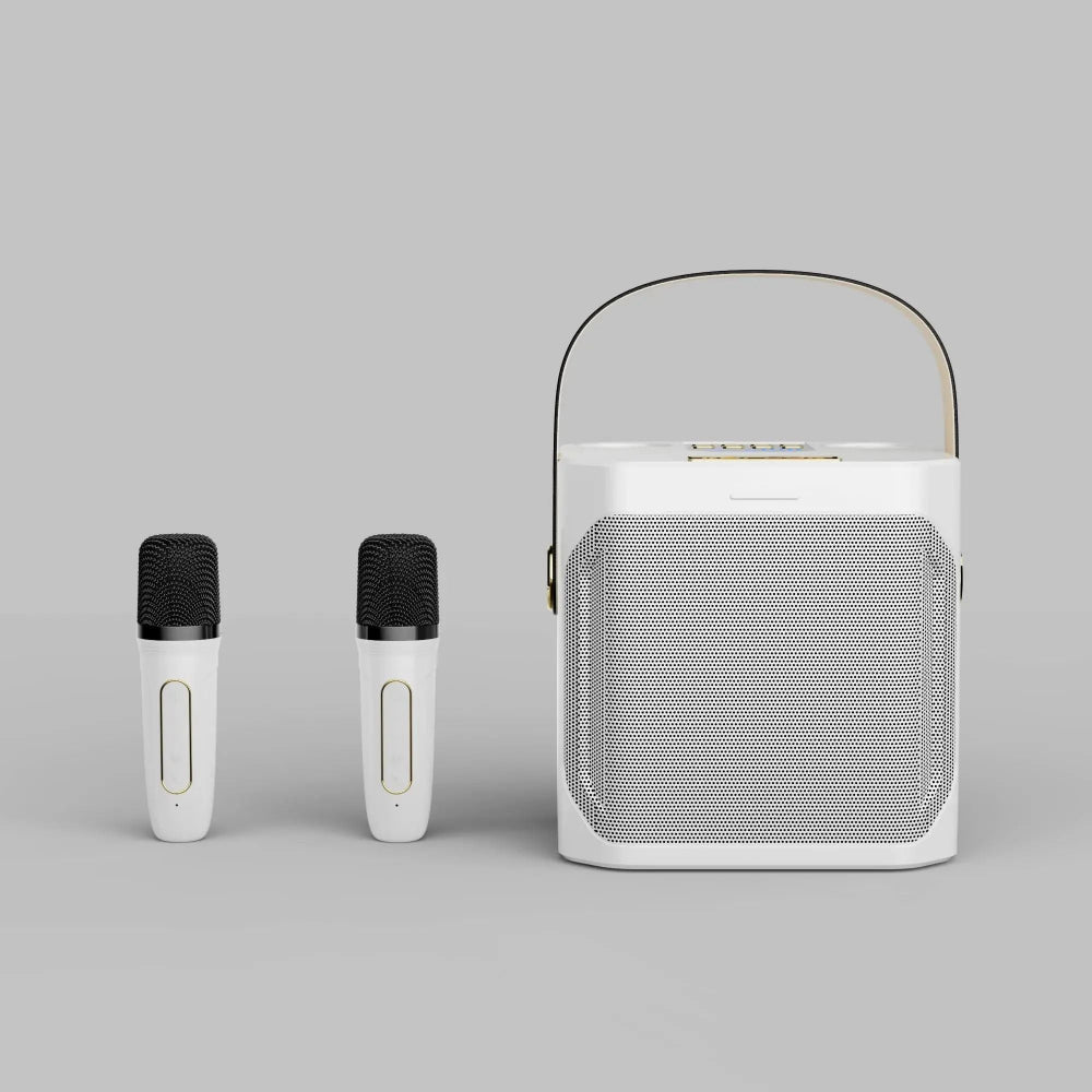 Portable Karaoke Speaker System with 360° Sound and Two Wireless Microphones for Indoor and Outdoor Parties