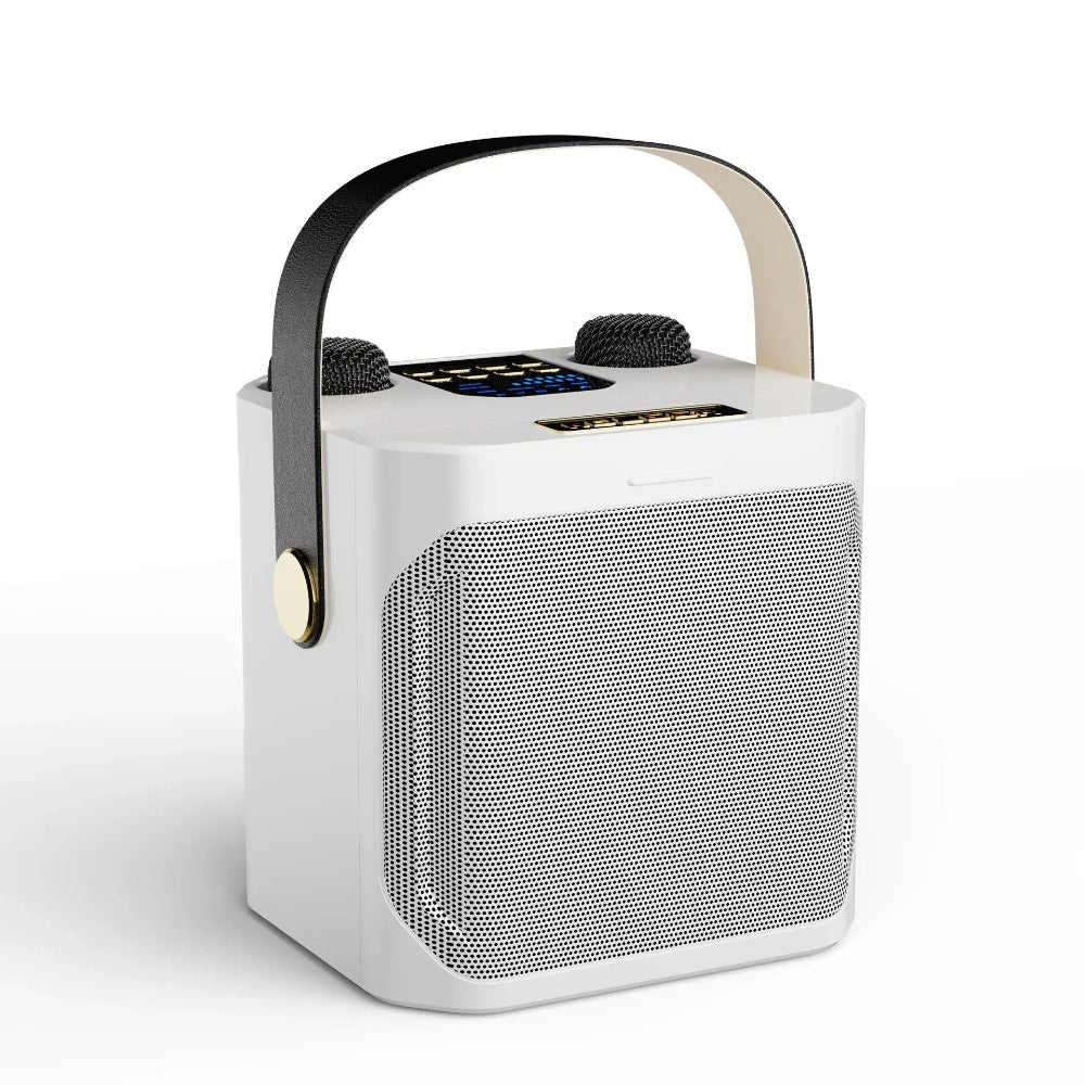 Portable Karaoke Speaker System with 360° Sound and Two Wireless Microphones for Indoor and Outdoor Parties