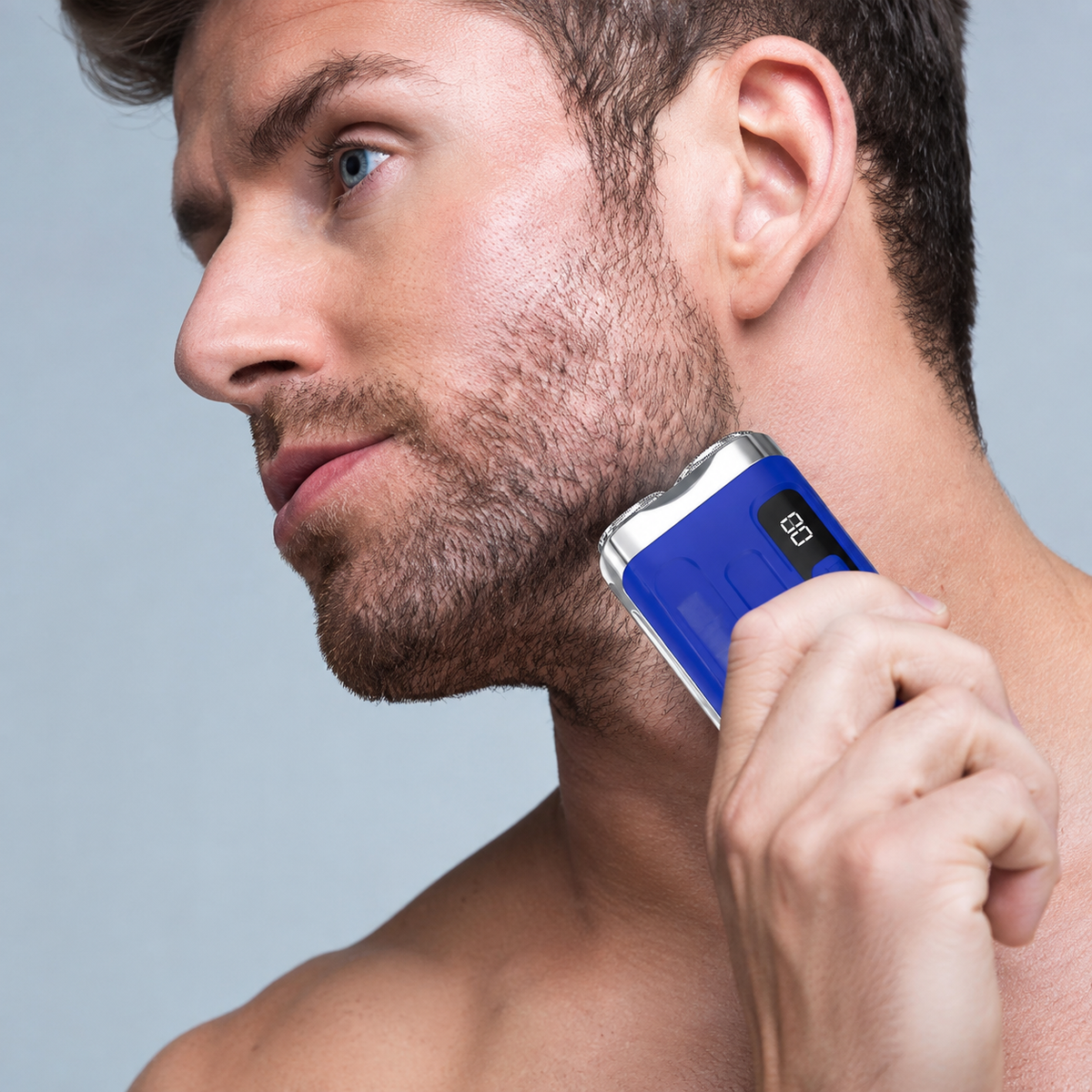 Portable Mini Electric Shaver with Dual Shaving Heads, Beard Sensor & LED Display
